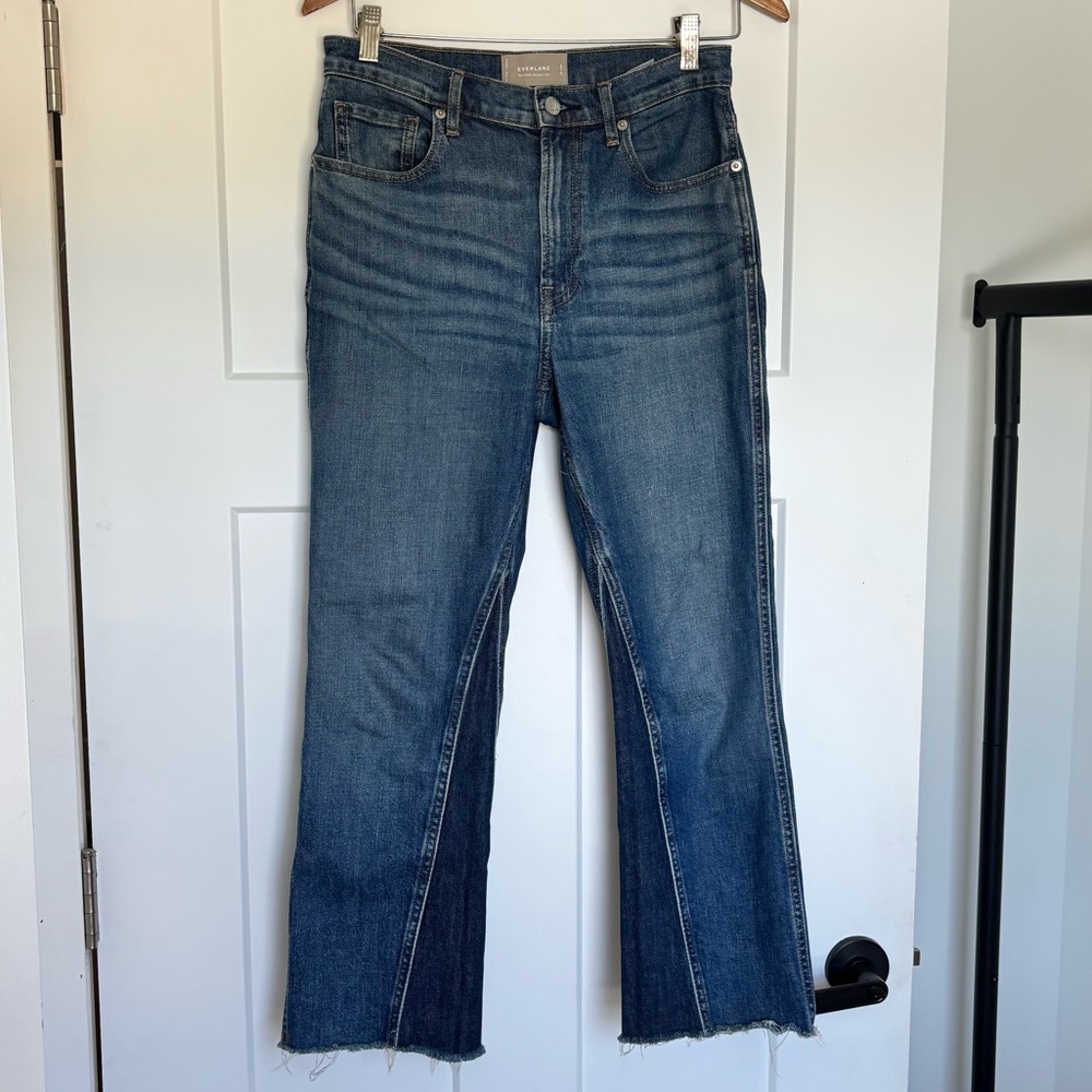 Everlane‎ The Cheeky Bootcut Jean Denim Frayed Hem Medium Wash Sz 28